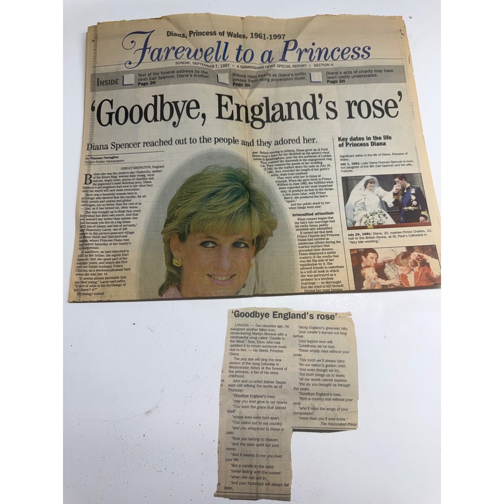 Princess Diana Farewell to a Princess 1997 Birmingham News SpecialReport Section